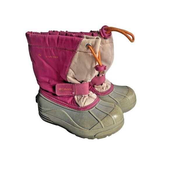 Columbia Powderbug Plus Winter Snow Boots Pink Youth Girls Size 12 - Picture 1 of 7